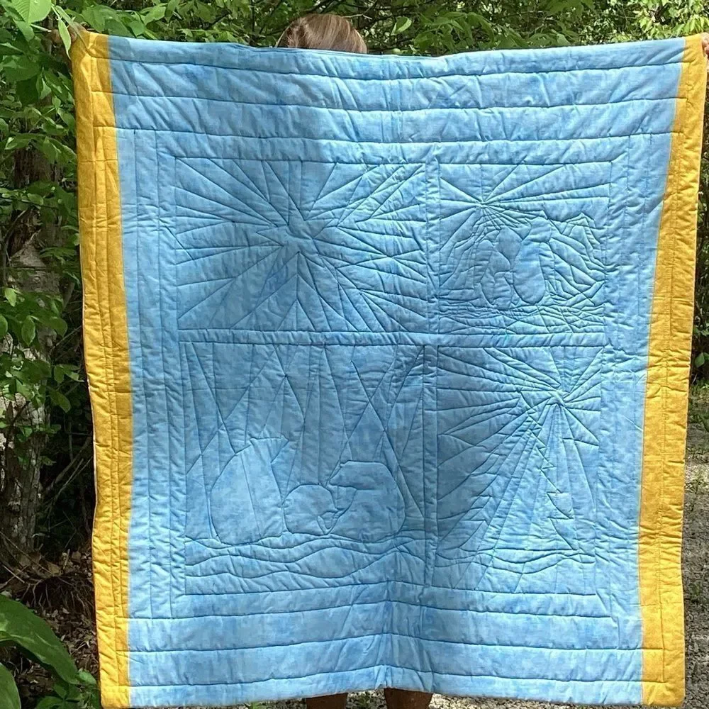 NWT. Hand Crafted Make the Season Bright Lap Quilt